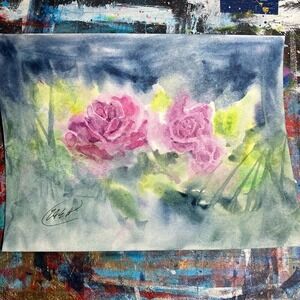 Original Painting Roses Watercolor NEW artwork home decor art botanical Artwork